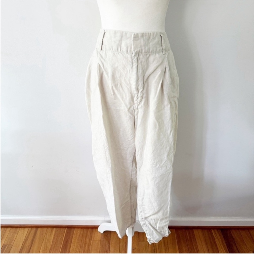 Phase Eight Women Linen High Waist Pants Coastal Classic Beach Nautical Preppy
